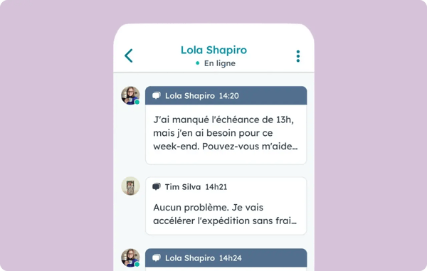Chat client dans l'application mobile HubSpot