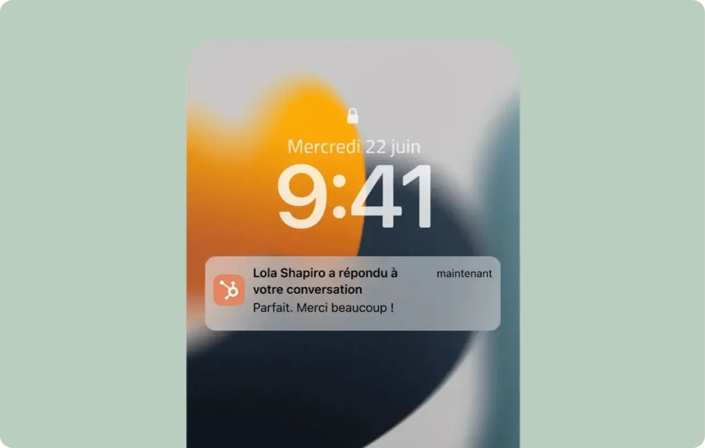 Notification push dans l'application CRM mobile HubSpot
