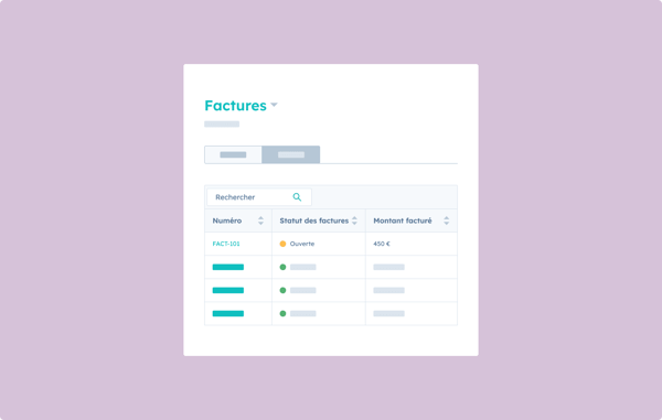 Tableau de suivi des paiements
