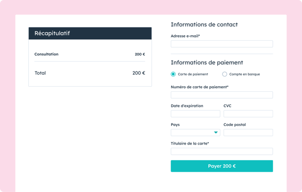Création d'une page de paiement