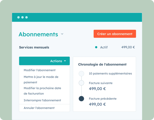Application de gestion des abonnements de HubSpot