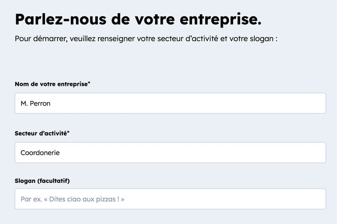 informations d'une entreprise artisanale