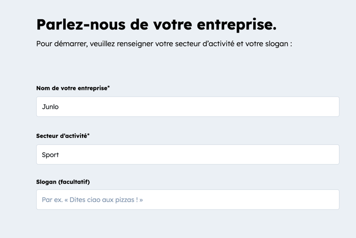 informations sur son entreprise sportive