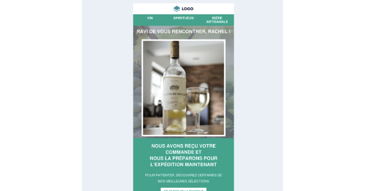 Modèle de newsletter de confirmation de commande