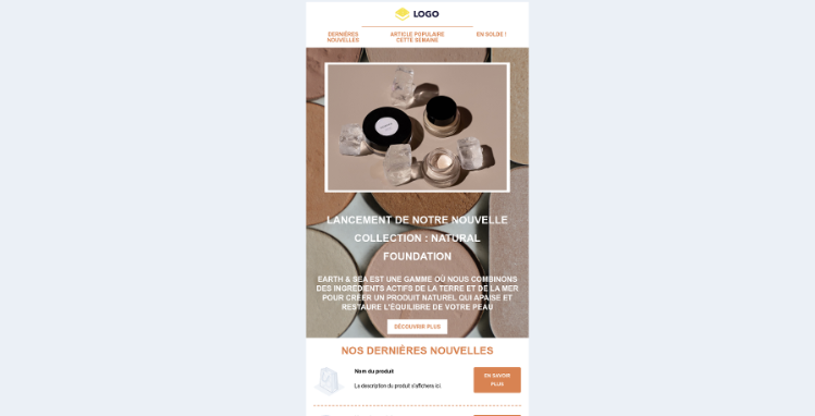 Modèle de newsletter de lancement de produit