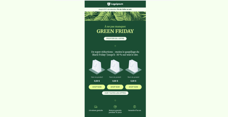 Modèle de newsletter Green Friday