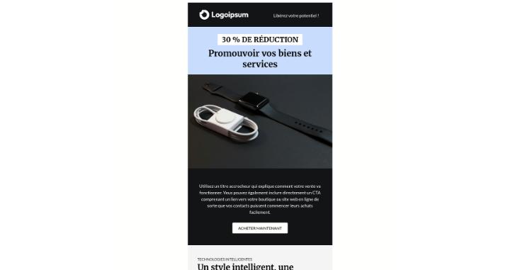 Modèle de newsletter pour une annonce de soldes