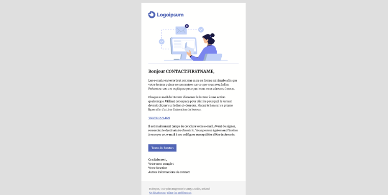Modèle de newsletter en texte brut