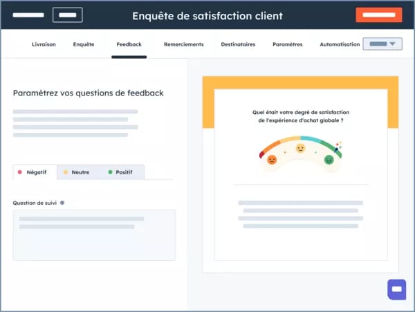 Demande de feedback après une expérience sur le live chat