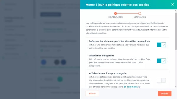 création et personnalisation d'une bannière de consentement aux cookies