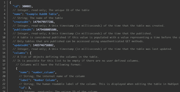 Base de données des développeurs HubDB