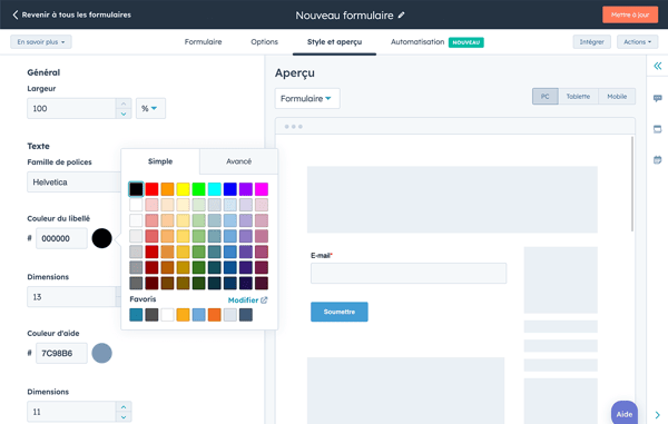 Modification du design et contenu d'une page web