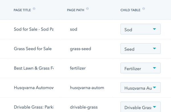 Tableau de catégories Hubdb