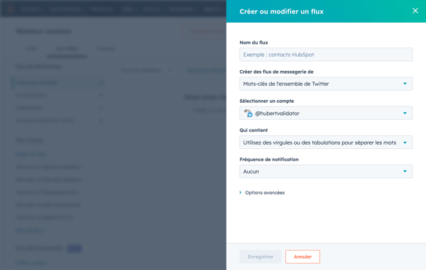 Veille social media dans HubSpot