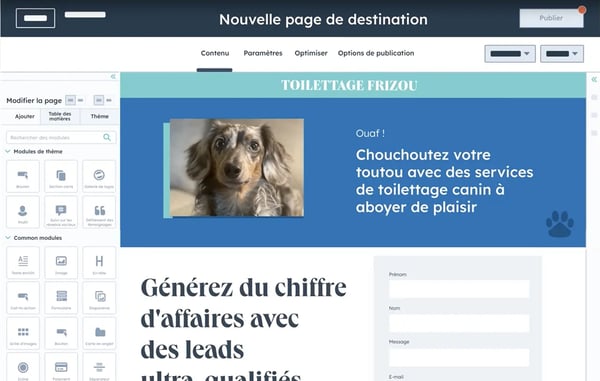 Outil de création de sites web en glisser-déposer