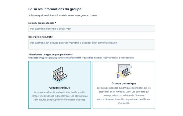 Contrôle d'accès simplifié montrant les groupes dynamiques