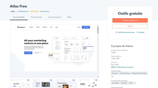 Exemple d'un thème de site web personnalisable HubSpot