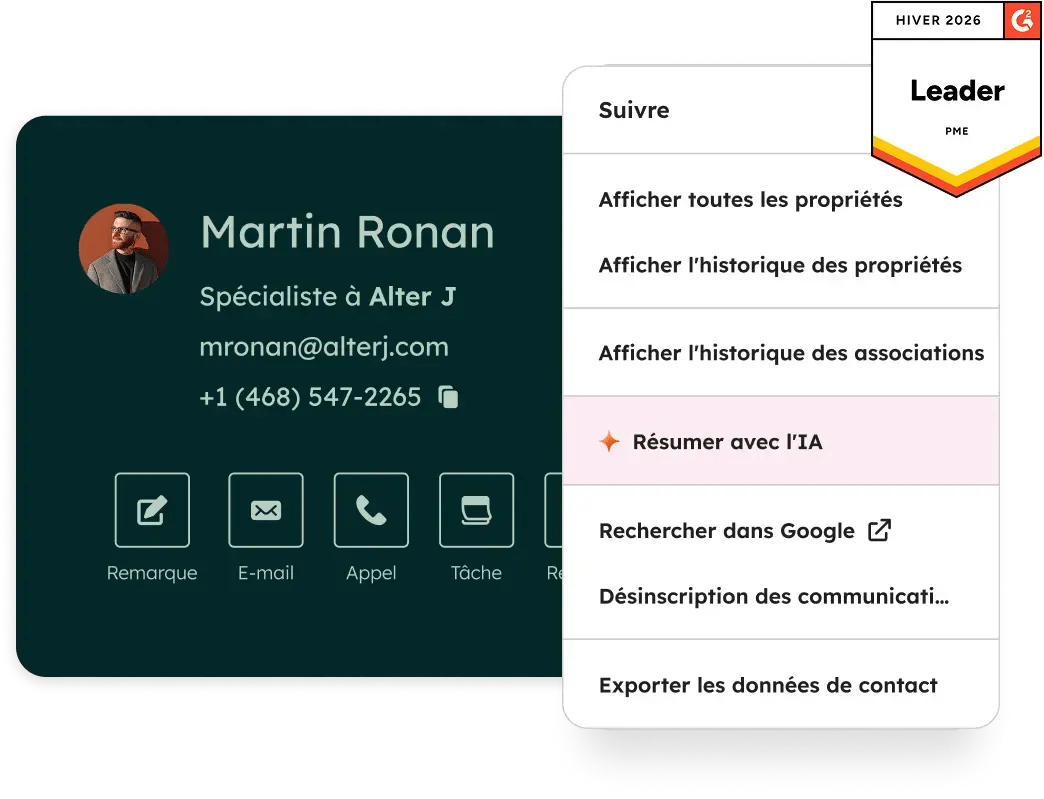 Logiciel HubSpot CRM avec gestion des contacts