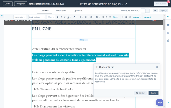 Reformulateur de paragraphe modifiant le ton d'un texte