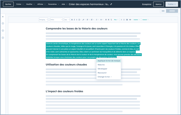 Éditeur d'articles de blog HubSpot 