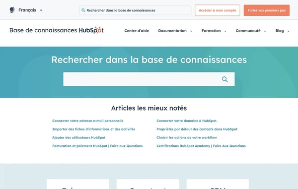 Interface de la base de connaissances