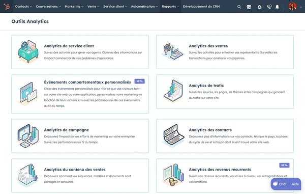 Navigation des rapports sur les analytics de service client