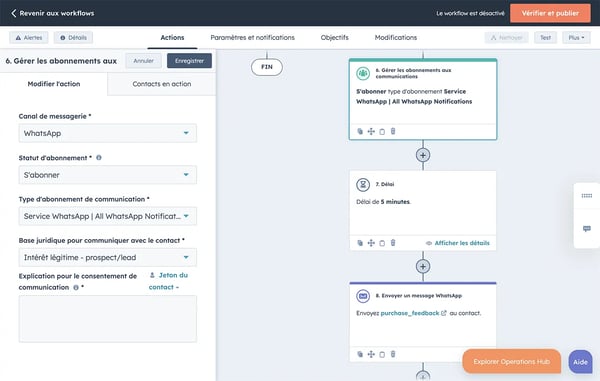 Workflow pour automatiser l'envoi de messages WhatsApp