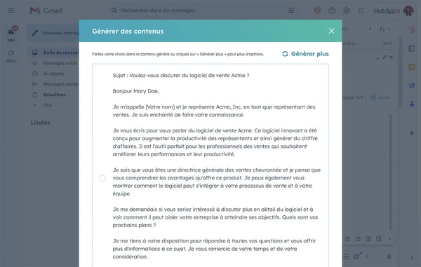 Création d'un e-mail IA de prospection