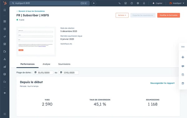 Page de prévisualisation du formulaire