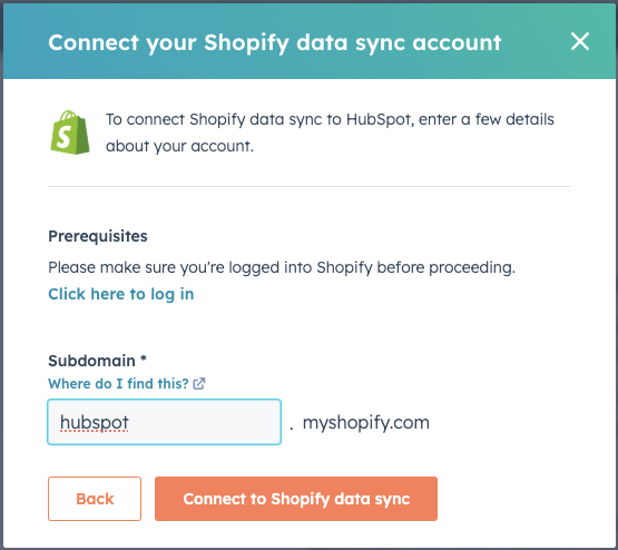 Connexion d'un sous-domaine HubSpot et Shopify