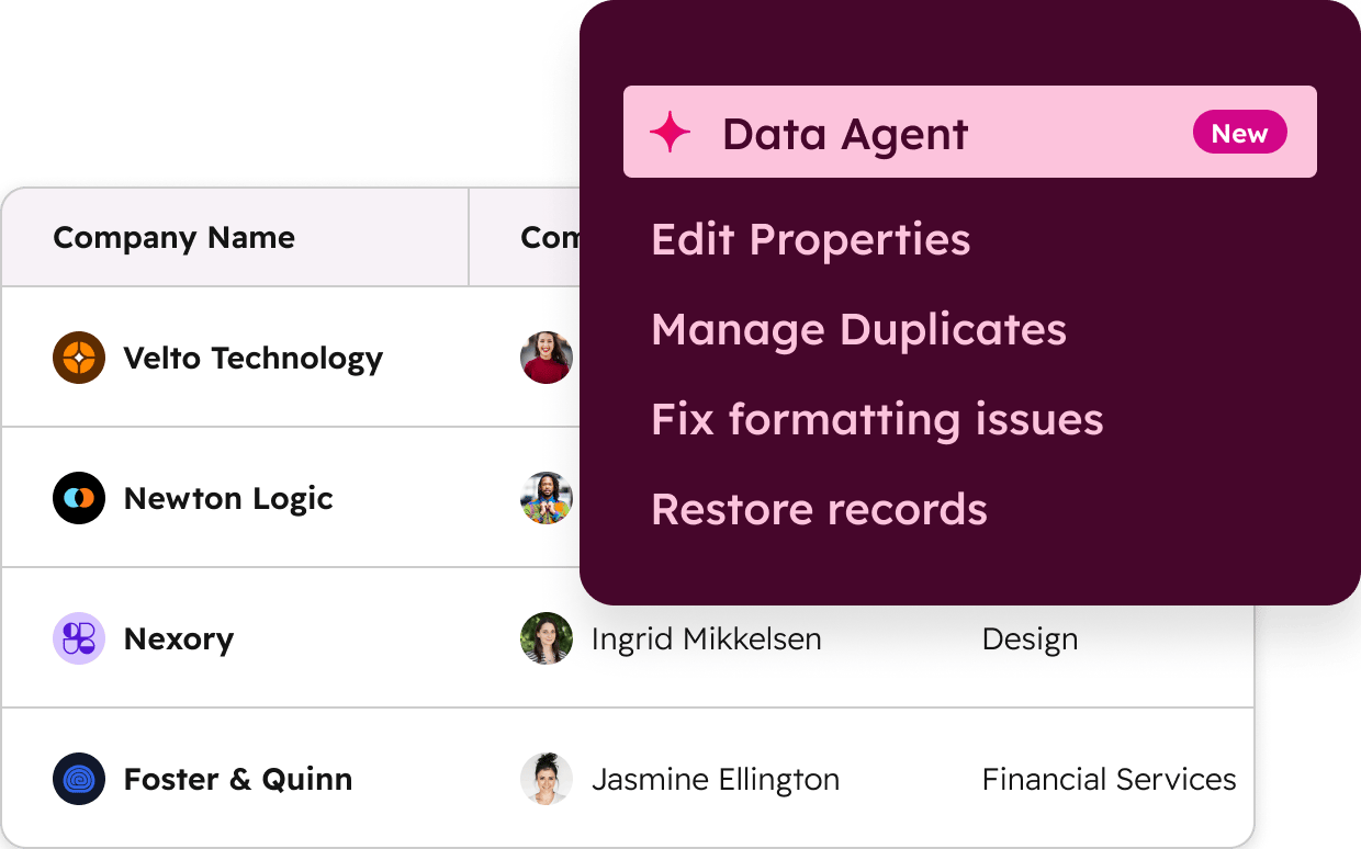 Interface utilisateur simplifiée de Breeze montrant les capacités de l'agent pour les données