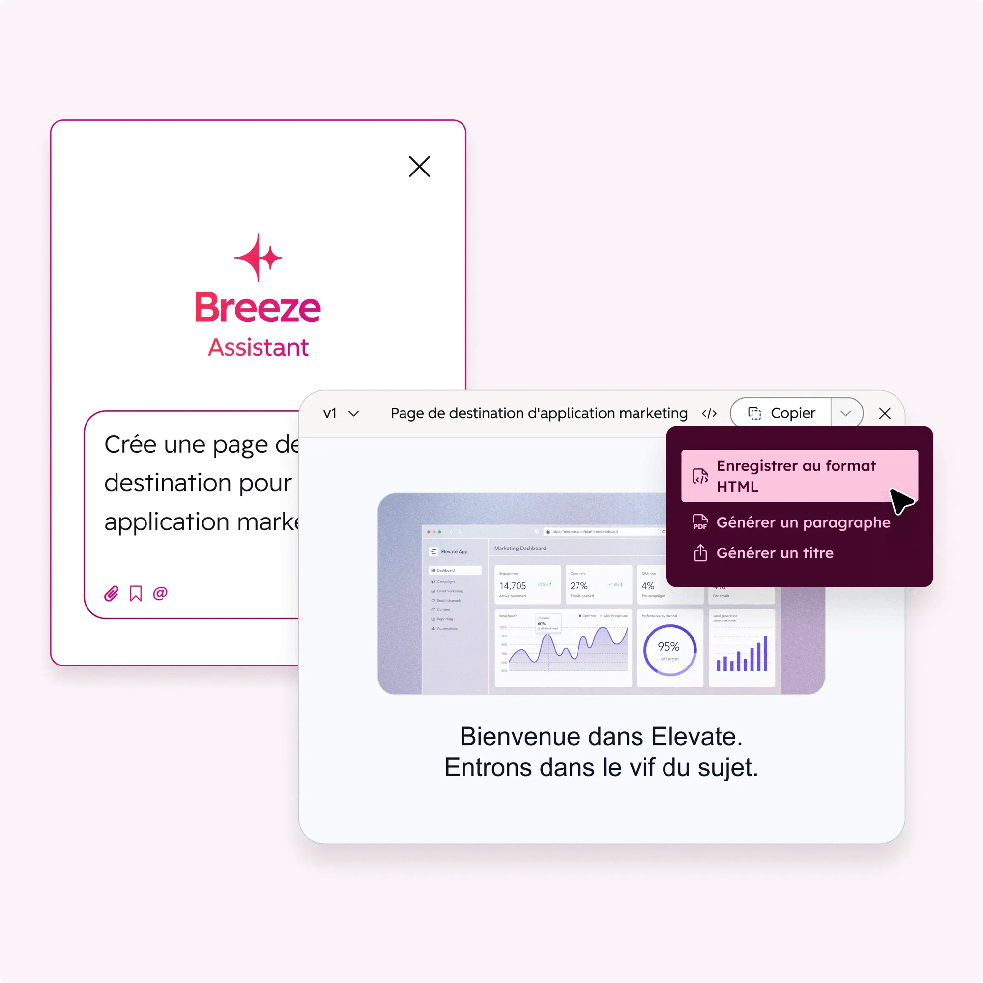 interface simplifiée présentant les artéfacts de Breeze Assistant