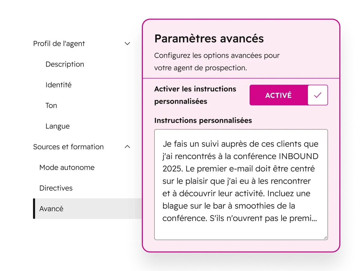 Personnalisation de l'IA pour les communications envoyées