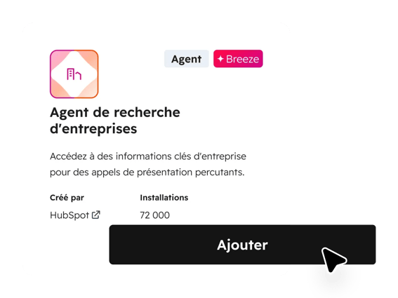Exemple d'agent IA disponible avec Breeze