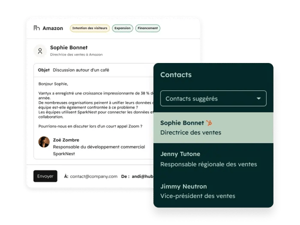 Identification des contacts de l'agent de prospection