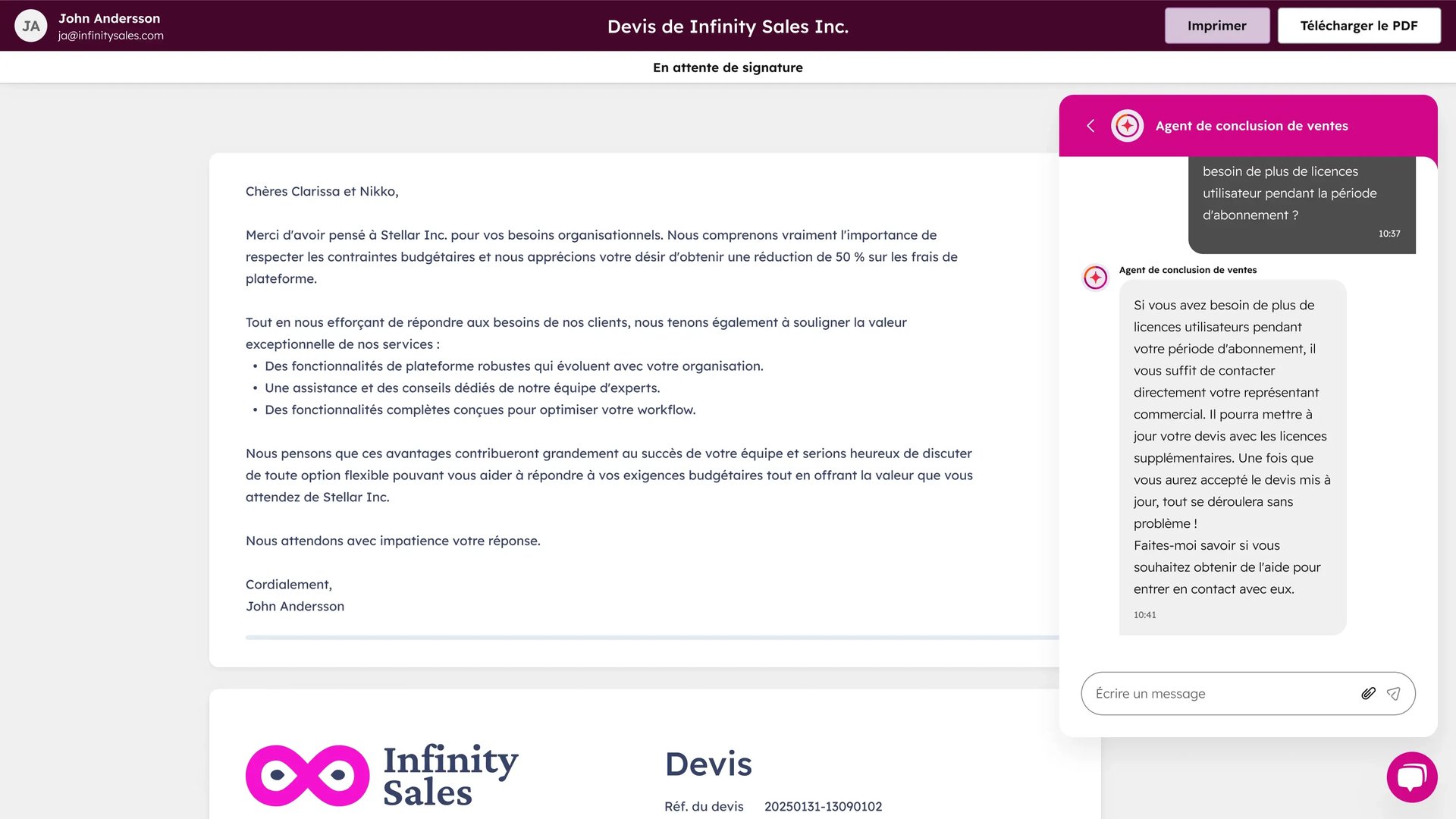 Agent de conclusion de ventes