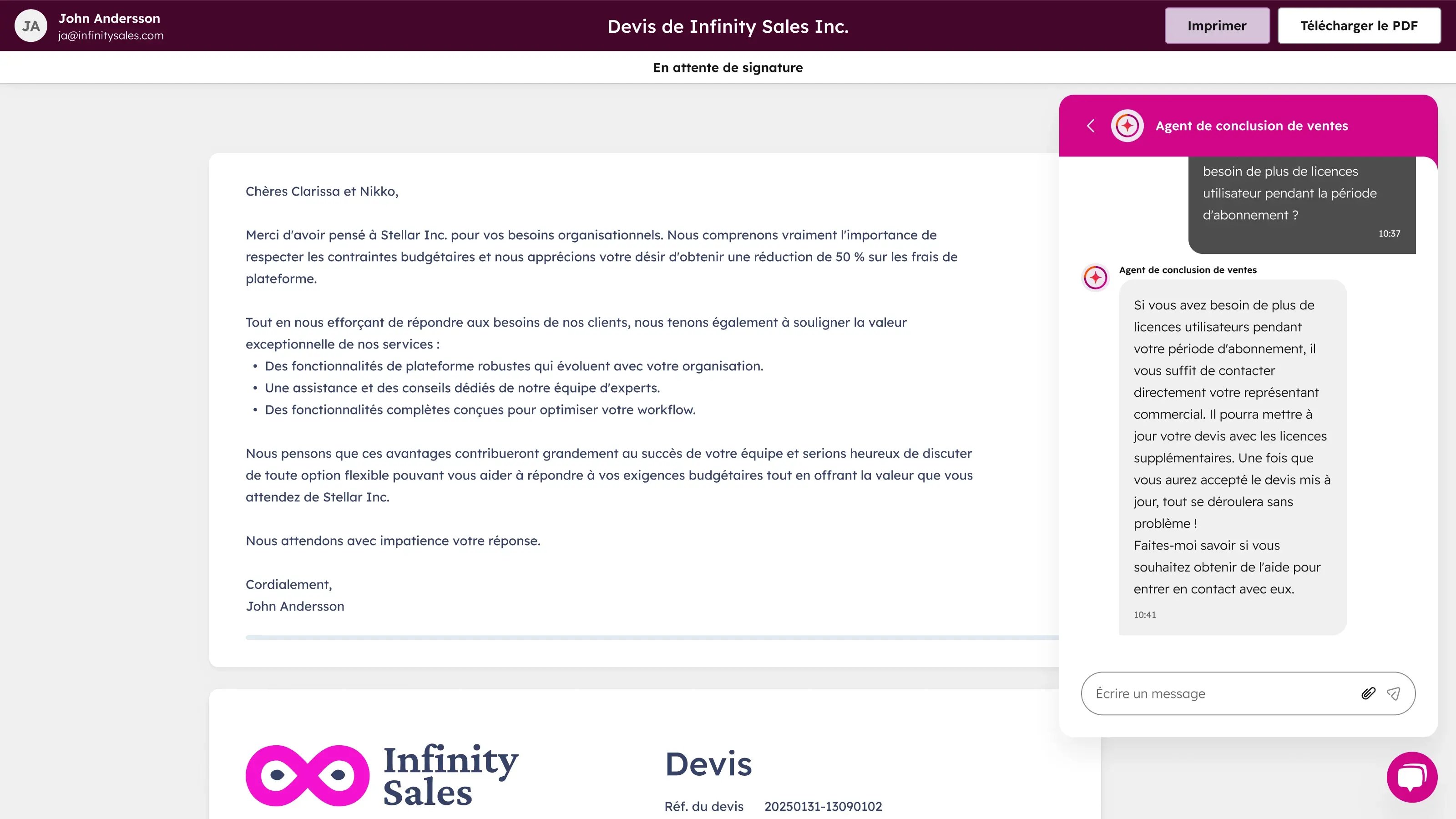 Agent de conclusion de ventes