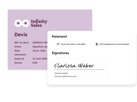 Création d'un devis avec signature et paiement