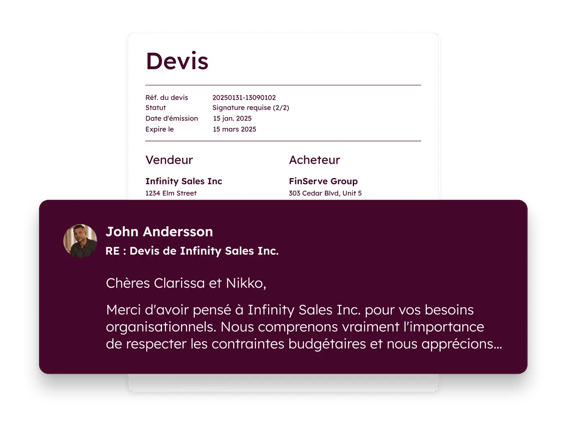 Exemple de devis dans l'interface utilisateur CPQ de HubSpot