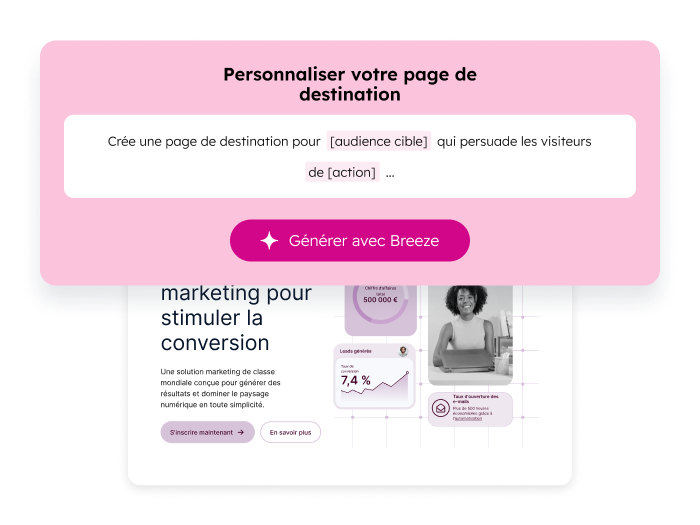 Personnalisation du design et contenu d'une landing page