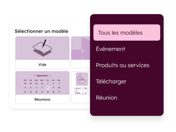 choix d'un modèle de landing page parmi la bibliothèque HubSpot