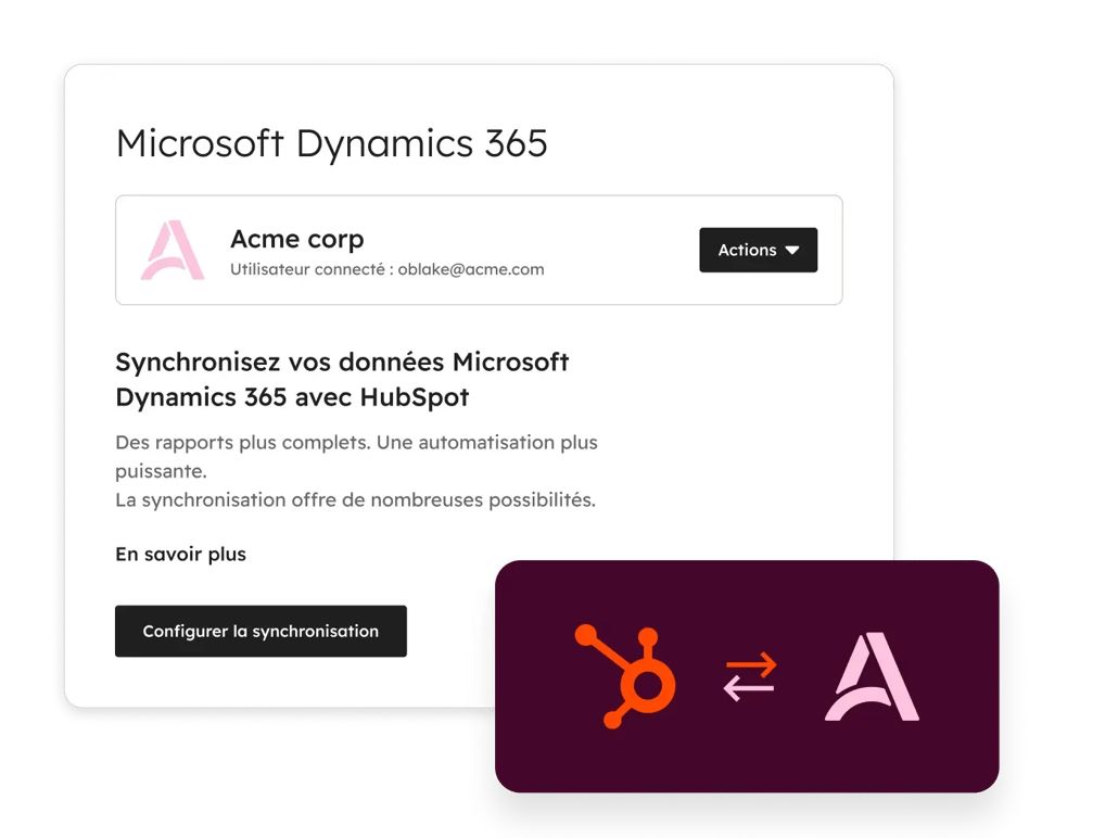 Exemple de synchronisation des données Microsof Dynamics 365