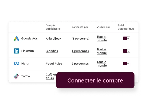 Connexion des comptes publicitaires