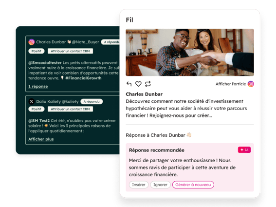 Tableau de bord de suivi des activités, des mentions et des commentaires social media