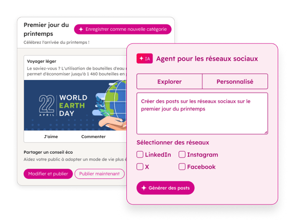 Planification de posts sur les réseaux sociaux via HubSpot pour différentes plateformes