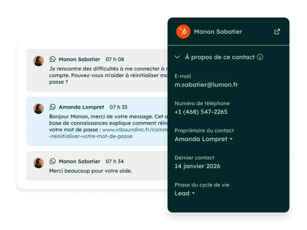 Contexte client avec les messages WhatsApp
