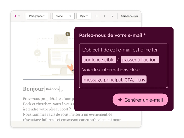 Génération d'un e-mail personnalisé via un prompt