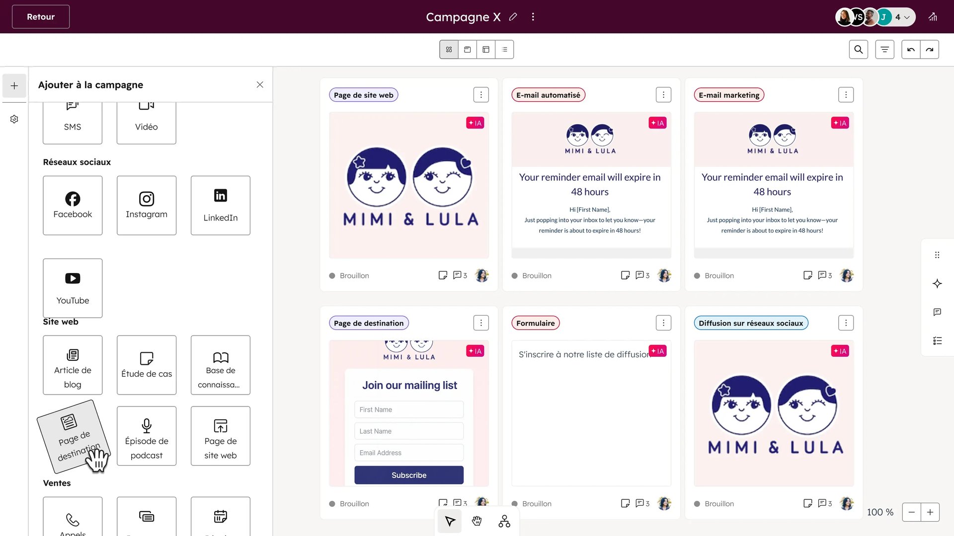 Création d'une campagne dans le logiciel marketing de HubSpot
