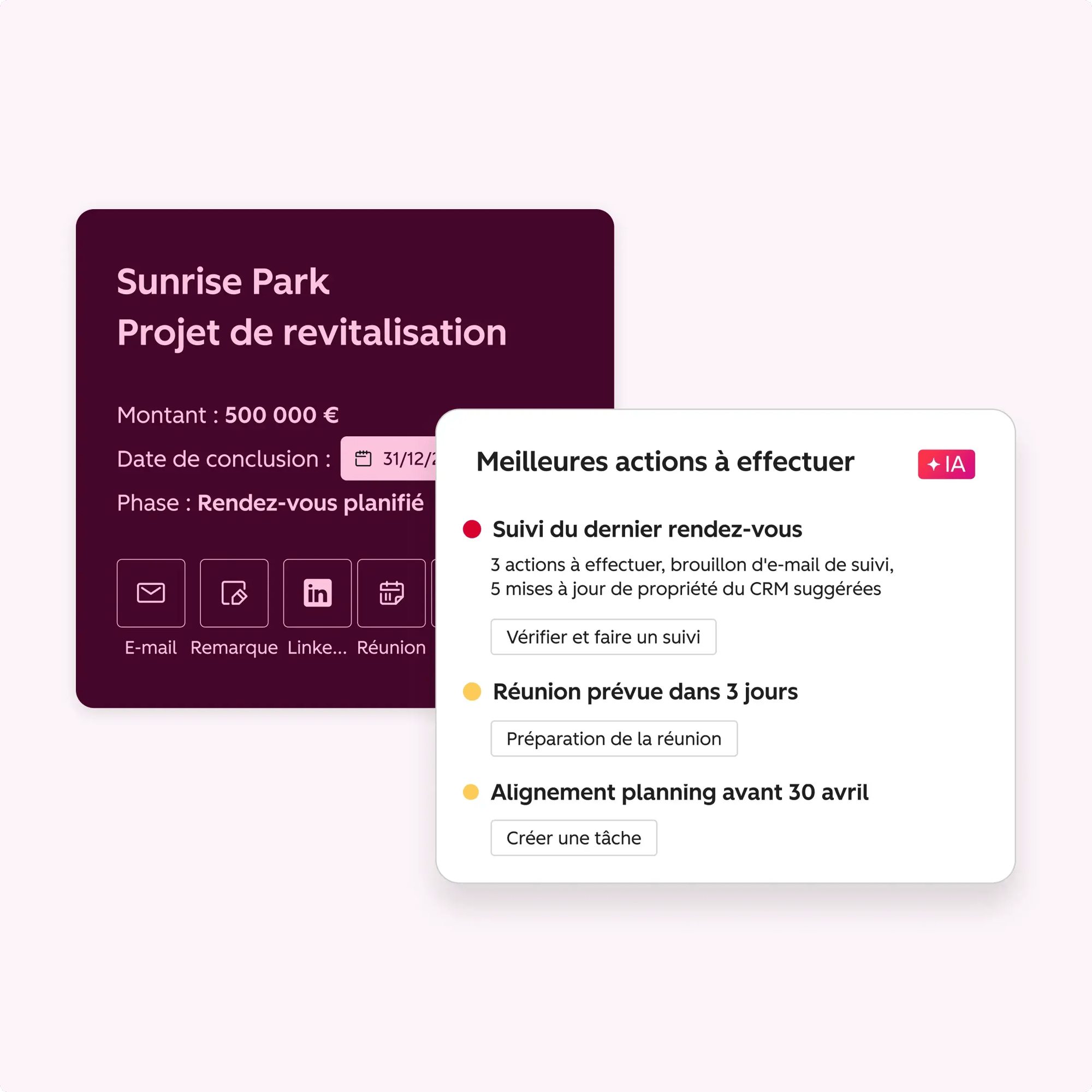 plan d'action pendant la progression d'une transaction