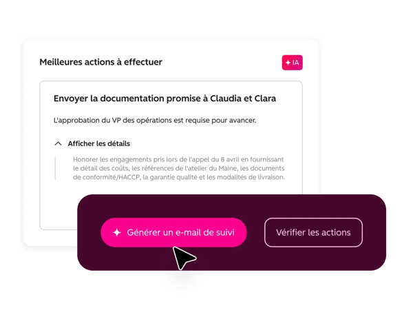 E-mail sur les prochaines étapes